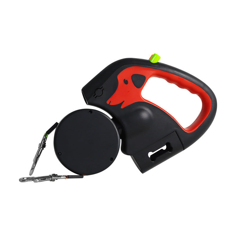 Dual / Double Dog Leash, 360° Retractable Roulette