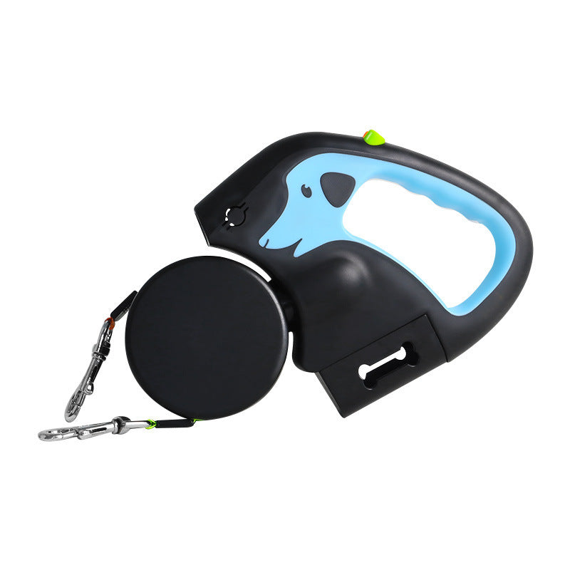 Dual / Double Dog Leash, 360° Retractable Roulette